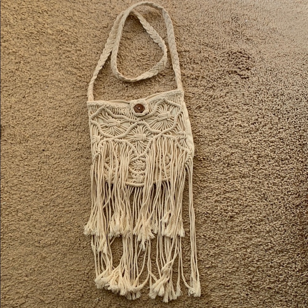 Billabong Cream Macramé Fringe Shoulder Bag